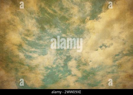 Blue cloudy sky background in vintage style. Stock Photo