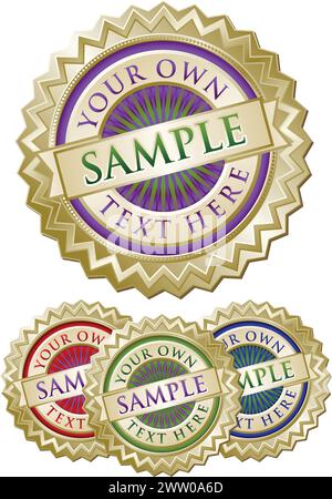 Set of Four Colorful Emblem Seals Ready for Your Own Text. Stock Vector