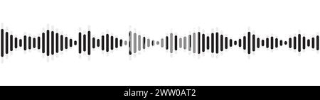 Seamless sound wave pattern. Audio waveform for radio, podcast, music record, video, social media. Black with large shadow. Stock Vector