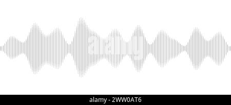 Seamless sound wave pattern. Audio waveform for radio, podcast, music record, video, social media. Thin line. Stock Vector