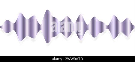 Seamless sound wave pattern. Audio waveform for radio, podcast, music record, video, social media. Purple with shadow. Stock Vector