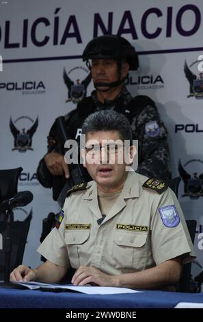 GYE-PLAN FICE Guayaquil, miercoles 20 de marzo del 2024 Mediante rueda de prensa la Policia Nacional dio detalles sobre la puesta en marcha del plan Fuerza Investigativa Contra la Extorsion , FICE. En la grafica general de Distrito Freddy Sarzosa, director general de investigaciones, General Victor Herrera, comandante de la zona 8 y Crnl. Marco Narvaez, sub comandante zona 8. Fotos:CÃ sar Munoz/API Guayaquil Guayas Ecuador CLJ-GYE-PLANFICE-35fbe3c6abad7a076d876cc3cbb4acbe *** GYE PLAN FICE Guayaquil, Wednesday, March 20, 2024 Through a press conference the National Police gave details about th Stock Photo