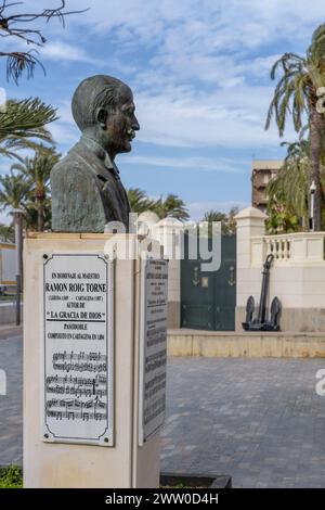 Bust on pedestal of Antonio Álvarez Alonso, pianist, composer and zarzuela director of the 19th century. Author of the pasodoble Sighs of Spain. Stock Photo