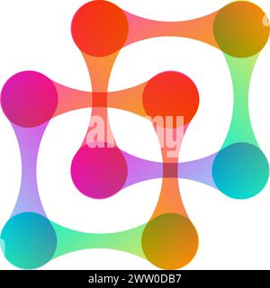 Biotechnology logo. Colorful molecule cell chemical structure Stock Vector