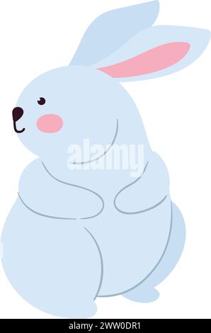 Cute bunny character in funny pose. Happy rabbit Stock Vector