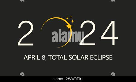Total solar eclipse 2024 banner vector illustration Stock Vector