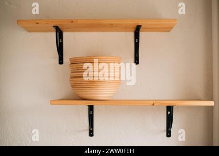 proofing baskets for bread on a shelf. High quality photo Stock Photo