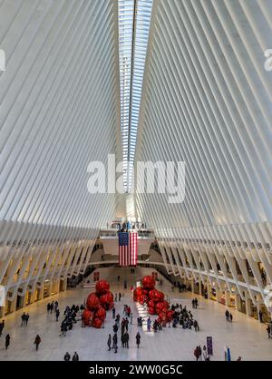 New York, NY - February 20 2024: Inside the subway station at One World Trade Stock Photo