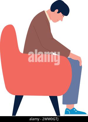 Man sleep in armchair. Home relaxation. Tired person rest Stock Vector