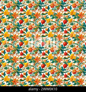 Flower pattern with leaves. Floral bouquets flower compositions. Floral pattern. Stock Vector