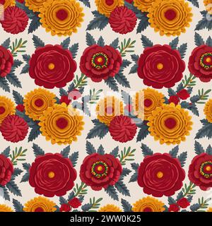 Flower pattern with leaves. Floral bouquets flower compositions. Floral pattern. Stock Vector