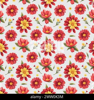 Flower pattern with leaves. Floral bouquets flower compositions. Floral pattern. Stock Vector