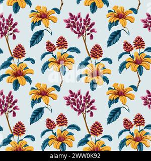 Flower pattern with leaves. Floral bouquets flower compositions. Floral pattern. Stock Vector