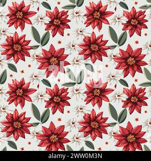 Flower pattern with leaves. Floral bouquets flower compositions. Floral pattern. Stock Vector