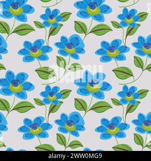 Flower pattern with leaves. Floral bouquets flower compositions. Floral pattern. Stock Vector