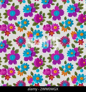 Flower pattern with leaves. Floral bouquets flower compositions. Floral pattern. Stock Vector