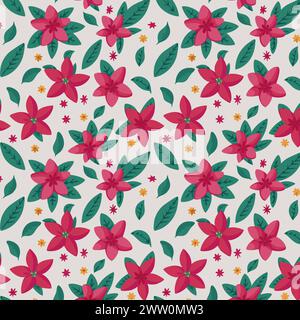 Flower pattern with leaves. Floral bouquets flower compositions. Floral pattern. Stock Vector