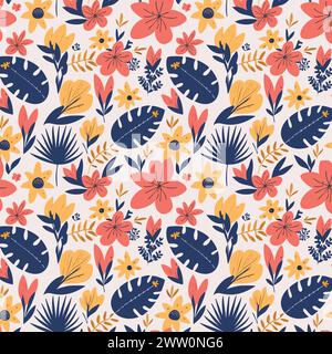 Flower pattern with leaves. Floral bouquets flower compositions. Floral pattern. Stock Vector
