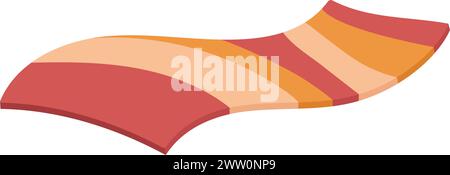 Striped soft carpet. Cartoon textile rug icon Stock Vector