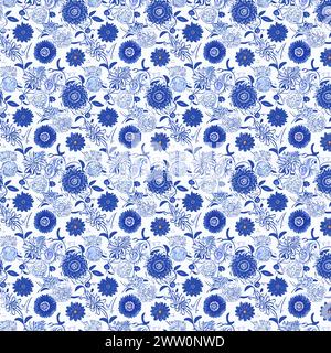 Flower pattern with leaves. Floral bouquets flower compositions. Floral pattern. Stock Vector