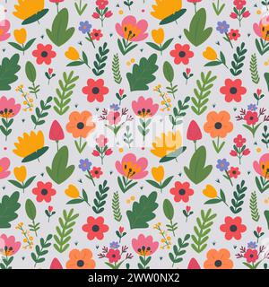 Flower pattern with leaves. Floral bouquets flower compositions. Floral pattern. Stock Vector