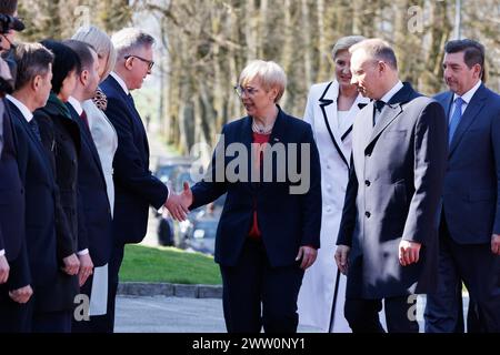 Kranj, Slovenia. 20th Mar, 2024. Slovenian president Nataša Pirc Musar meets the Polish delegation at the Brdo Castle near Kranj. President of Poland, Andrzej Duda was on a two-day official visit to Slovenia, meeting the Slovenian heads of state, attending the FIS ski jumping finals in Planica and unveiling a statue of the Polish poet Adam Mickiewicz in Kranj. Credit: SOPA Images Limited/Alamy Live News Stock Photo