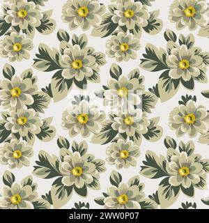 Flower pattern with leaves. Floral bouquets flower compositions. Floral pattern. Stock Vector