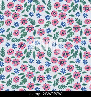 Flower pattern with leaves. Floral bouquets flower compositions. Floral pattern. Stock Vector