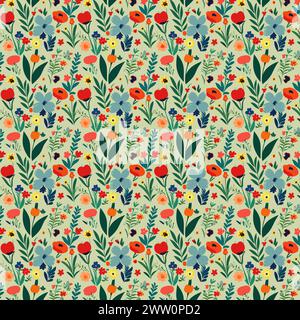 Flower pattern with leaves. Floral bouquets flower compositions. Floral pattern. Stock Vector