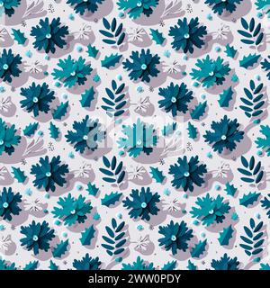 Flower pattern with leaves. Floral bouquets flower compositions. Floral pattern. Stock Vector