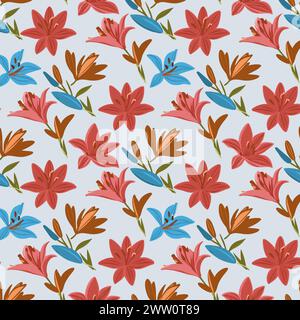 Flower pattern with leaves. Floral bouquets flower compositions. Floral pattern. Stock Vector