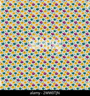 Flower pattern with leaves. Floral bouquets flower compositions. Floral pattern. Stock Vector