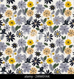 Flower pattern with leaves. Floral bouquets flower compositions. Floral pattern. Stock Vector