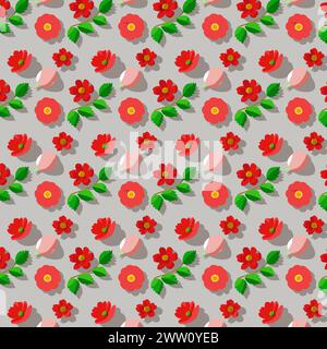 Flower pattern with leaves. Floral bouquets flower compositions. Floral pattern. Stock Vector