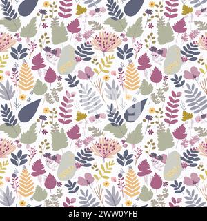 Flower pattern with leaves. Floral bouquets flower compositions. Floral pattern. Stock Vector