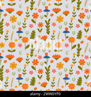 Flower pattern with leaves. Floral bouquets flower compositions. Floral pattern. Stock Vector