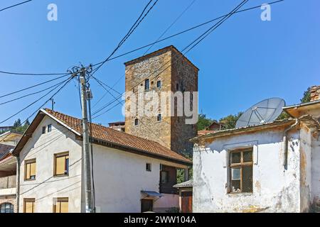 KRATOVO, MACEDONIA - JULY 21, 2018: Panorama of center of town of Kratovo, North Macedonia Stock Photo