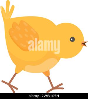 Funny yellow chick character. Farm chicken baby Stock Vector