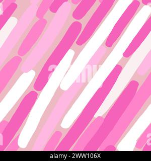 Various diagonal lines and stripes. Doodle thick strokes. Set of three colorful abstract seamless patterns. Hand drawn vector illustrations Abstract c Stock Vector