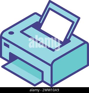 Isometric printer icon. Office paper printing device Stock Vector