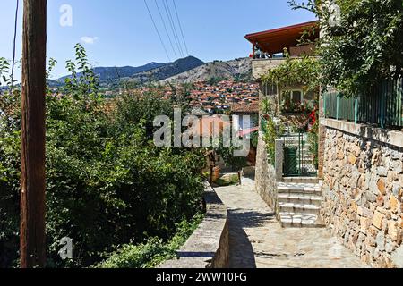 KRATOVO, MACEDONIA - JULY 21, 2018: Panorama of center of town of Kratovo, North Macedonia Stock Photo