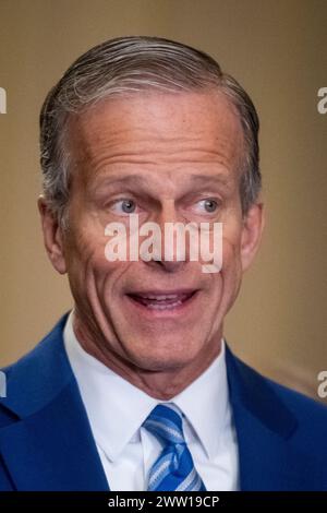 Washington, United States Of America. 20th Mar, 2024. Senate Minority Whip John Thune (Republican of South Dakota) offers remarks during a press conference following the Senate Republican policy luncheon in the Ohio Clock corridor at the United States Capitol in Washington, DC, Wednesday, March 20, 2024. Credit: Rod Lamkey/CNP/Sipa USA Credit: Sipa USA/Alamy Live News Stock Photo