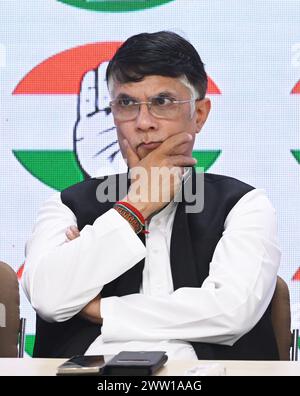 New Delhi, India. 20th Mar, 2024. NEW DELHI, INDIA - MARCH 20: Pawan Khera, Chairman, Media & Publicity at AICC headquarters, on March 20, 2024 in New Delhi, India. (Photo by Sanjeev Verma/Hindustan Times/Sipa USA) Credit: Sipa USA/Alamy Live News Stock Photo