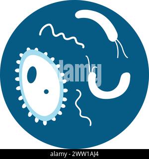 Microbes round icon. Biology symbol. Microscopic organism Stock Vector