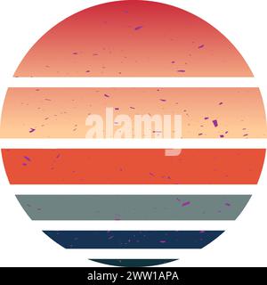 Round sunrise logo. Color striped retro emblem Stock Vector