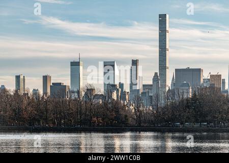 Skyline of midtown New York seen from Central Park Stock Photo