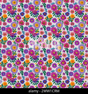 Flower pattern with leaves. Floral bouquets flower compositions. Floral pattern. Stock Vector