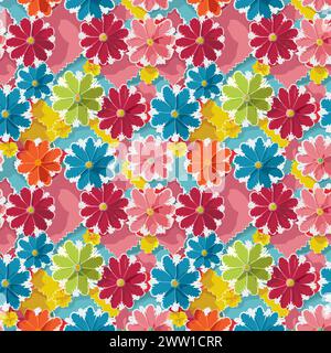 Flower pattern with leaves. Floral bouquets flower compositions. Floral pattern. Stock Vector