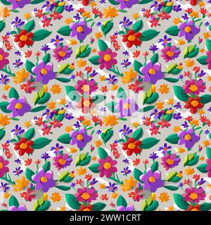 Flower pattern with leaves. Floral bouquets flower compositions. Floral pattern. Stock Vector