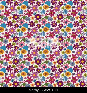 Flower pattern with leaves. Floral bouquets flower compositions. Floral pattern. Stock Vector